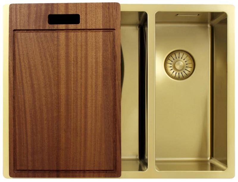 Pure.Sink Exclusivo Zlatý 1,5 jedno a pol drez 34+18 cm 10mm rádius PEX341840-60