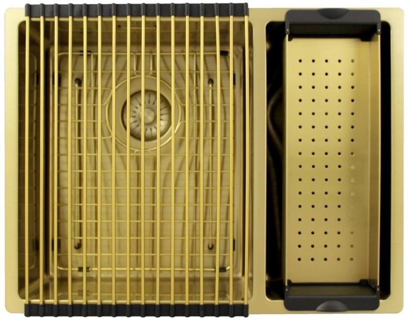 Pure.Sink Exclusivo Zlatý 1,5 jedno a pol drez 34+18 cm 10mm rádius PEX341840-60