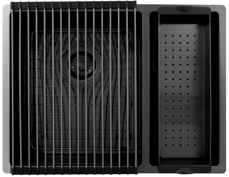 Pure.Sink Exclusivo Gun Metal 1,5 polovicný drez 34+18 cm 10mm polomer PEX341840-61