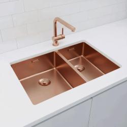 Pure.Sink Exclusivo Medený 1,5 jedno a pol drez 34+18 cm 10mm rádius PEX341840-62