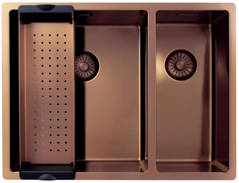 Pure.Sink Exclusivo Medený 1,5 jedno a pol drez 34+18 cm 10mm rádius PEX341840-62