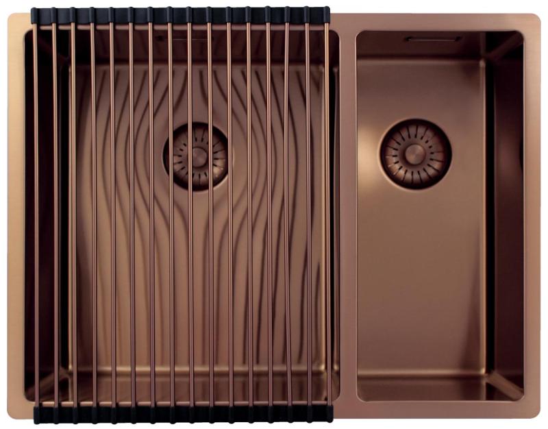 Pure.Sink Exclusivo Medený 1,5 jedno a pol drez 34+18 cm 10mm rádius PEX341840-62