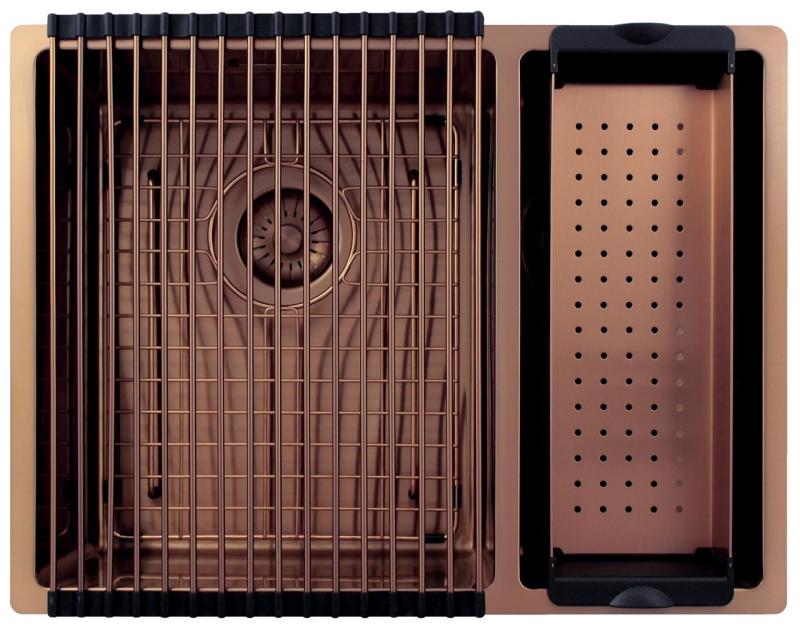 Pure.Sink Exclusivo Medený 1,5 jedno a pol drez 34+18 cm 10mm rádius PEX341840-62