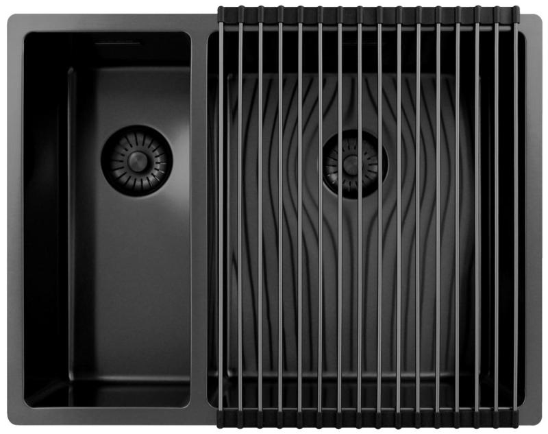 Pure.Sink Exclusivo Gun Metal 1,5 jednopolovicový drez 18+34 cm 10mm rádius PEX183440-61