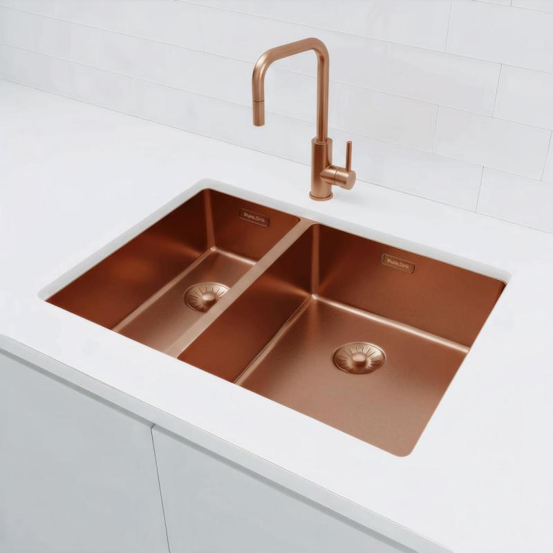 Pure.Sink Exclusivo Medený 1,5 jedno a pol drez 18+34cm 10mm rádius PEX183440-62