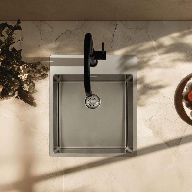 Pure.Sink Exclusivo RVS drez 44x52 cm Tapwing s otvorom pre kohútik 10mm polomer PEX4040T-02