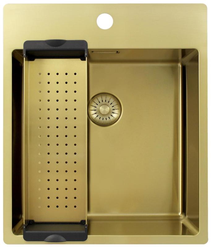 Pure.Sink Exclusivo Zlatý drez 44x52 cm Tapwing s otvorom pre kohútik 10mm polomer PEX4040T-60