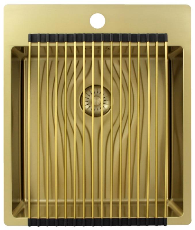 Pure.Sink Exclusivo Zlatý drez 44x52 cm Tapwing s otvorom pre kohútik 10mm polomer PEX4040T-60