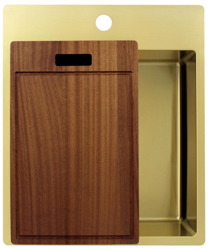 Pure.Sink Exclusivo Zlatý drez 44x52 cm Tapwing s otvorom pre kohútik 10mm polomer PEX4040T-60