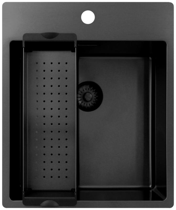 Pure.Sink Exclusivo Gun Metal umývadlo 44x52 cm Tapwing s dierou pre kohútik 10mm polomer PEX4040T-61