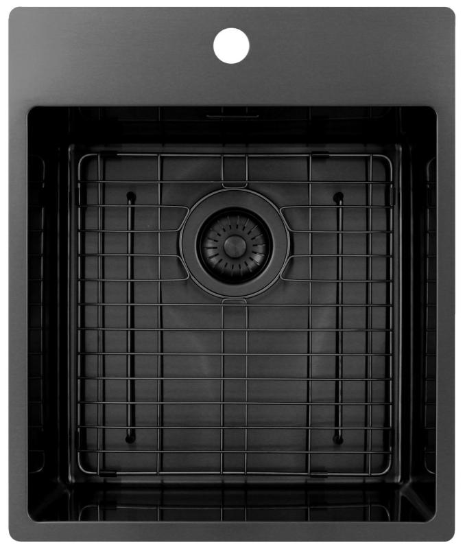 Pure.Sink Exclusivo Gun Metal umývadlo 44x52 cm Tapwing s dierou pre kohútik 10mm polomer PEX4040T-61