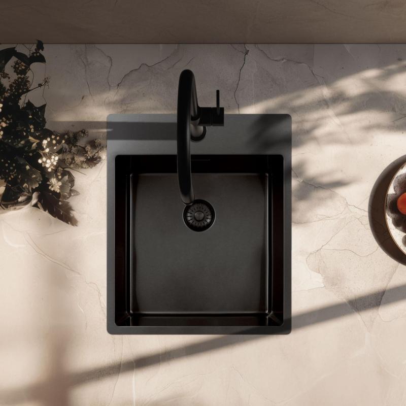 Pure.Sink Exclusivo Gun Metal umývadlo 44x52 cm Tapwing s dierou pre kohútik 10mm polomer PEX4040T-61