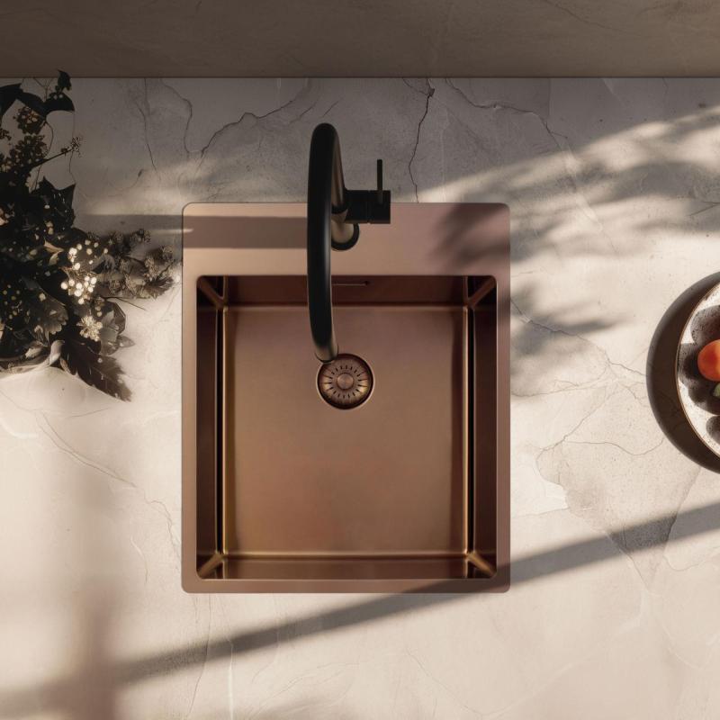 Pure.Sink Exclusivo Medené umývadlo 44x52 cm Tapwing s dierou pre kohútik 10mm rádius PEX4040T-62