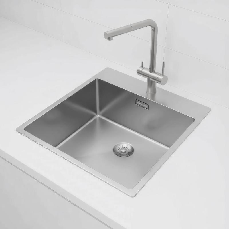 Pure.Sink Exclusivo RVS drez 49x52 cm Tapwing s otvorom pre kohútik 10mm rádius PEX4540T-02