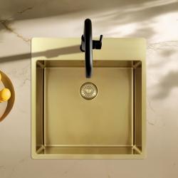 Pure.Sink Exclusivo zlatý drez 49x52 cm Tapwing s otvorom pre kohútik 10mm rádius PEX4540T-60