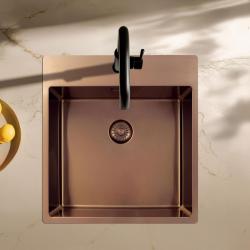 Pure.Sink Exclusivo Medené umývadlo 49x52 cm Tapwing s otvorom pre kohútik 10mm rádius PEX4540T-62