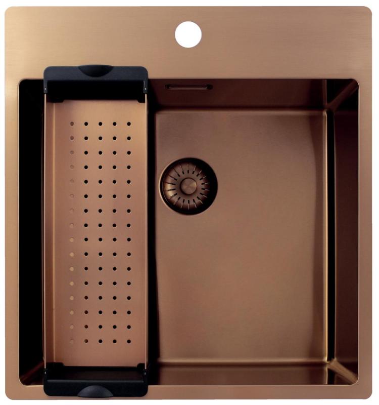 Pure.Sink Exclusivo Medené umývadlo 49x52 cm Tapwing s otvorom pre kohútik 10mm rádius PEX4540T-62