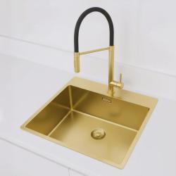 Pure.Sink Exclusivo Zlatý drez 54x52 cm Tapwing s otvorom pre kohútik 10mm rádius PEX5040T-60