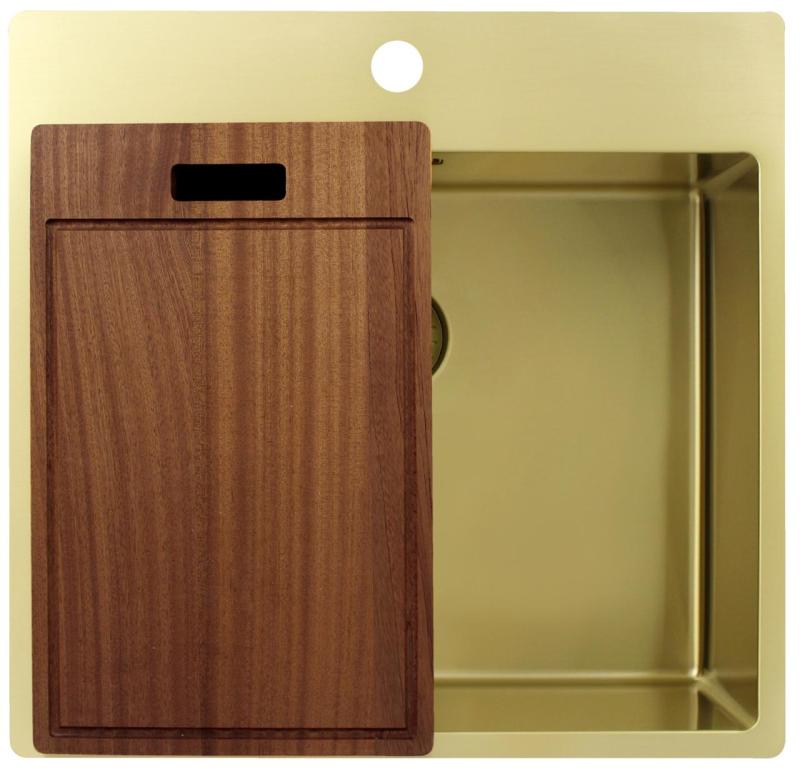 Pure.Sink Exclusivo Zlatý drez 54x52 cm Tapwing s otvorom pre kohútik 10mm rádius PEX5040T-60