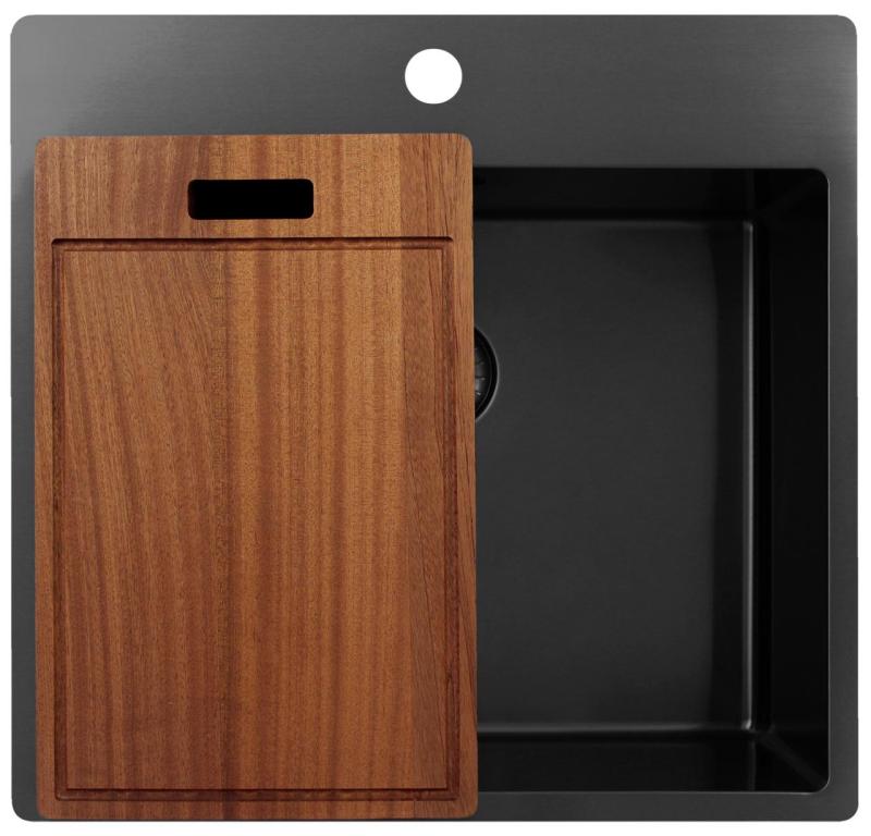 Pure.Sink Exclusivo Gun Metal umývadlo 54x52 cm Tapwing s dierou pre kohútik 10mm rádius PEX5040T-61