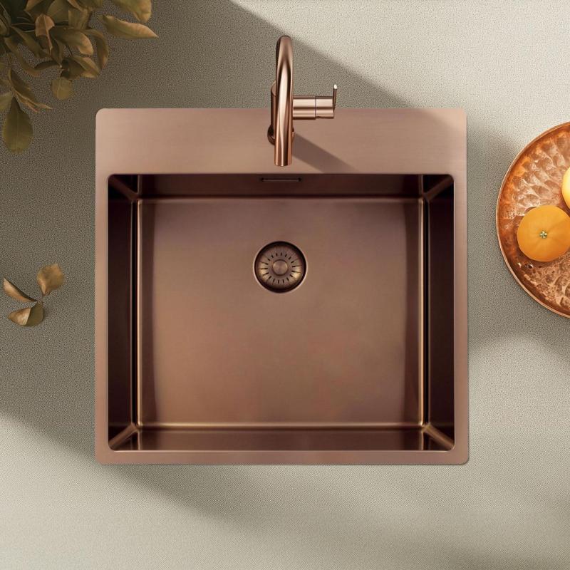 Pure.Sink Exclusivo Medené umývadlo 54x52 cm Tapwing s otvorom pre kohútik 10mm polomer PEX5040T-62