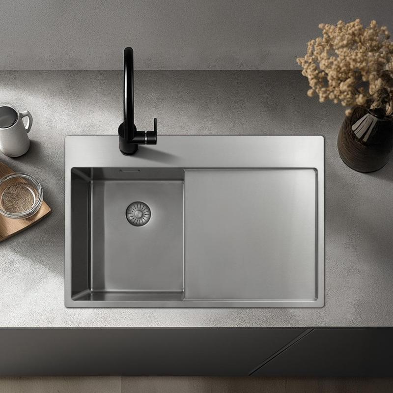 Pure.Sink Exclusivo RVS malý drez s odčerpadlovacou časťou 78x52 cm Tapwing vľavo PEX3478LT-02