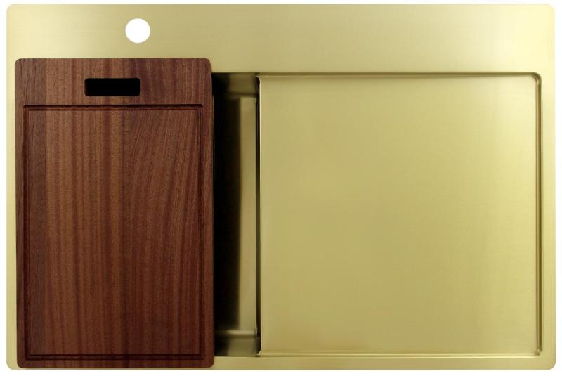 Pure.Sink Exclusivo Zlatý malý drez s odkvapkávacou časťou 78x52 cm Kohútik vľavo PEX3478LT-60