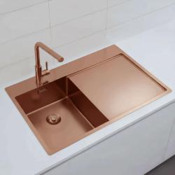 Pure.Sink Exclusivo  Malá medená umývadlová výlevka s odkvapkávacou časťou 78x52 cm Tapwing vľavo PEX3478LT-62