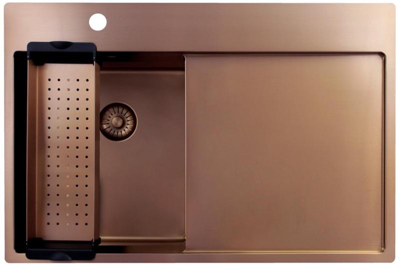 Pure.Sink Exclusivo  Malá medená umývadlová výlevka s odkvapkávacou časťou 78x52 cm Tapwing vľavo PEX3478LT-62