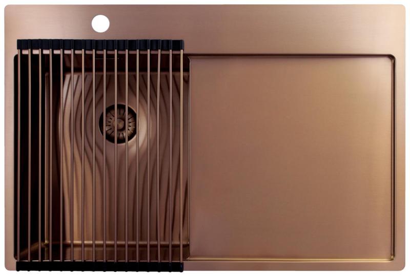 Pure.Sink Exclusivo  Malá medená umývadlová výlevka s odkvapkávacou časťou 78x52 cm Tapwing vľavo PEX3478LT-62