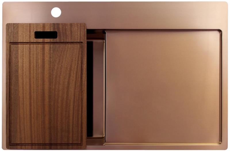 Pure.Sink Exclusivo  Malá medená umývadlová výlevka s odkvapkávacou časťou 78x52 cm Tapwing vľavo PEX3478LT-62