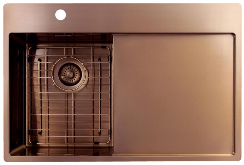 Pure.Sink Exclusivo  Malá medená umývadlová výlevka s odkvapkávacou časťou 78x52 cm Tapwing vľavo PEX3478LT-62