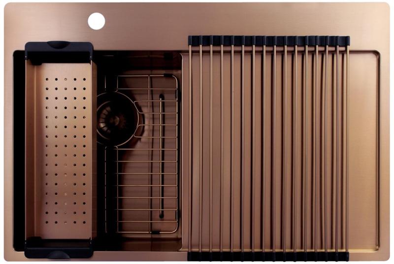 Pure.Sink Exclusivo  Malá medená umývadlová výlevka s odkvapkávacou časťou 78x52 cm Tapwing vľavo PEX3478LT-62