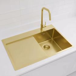 Pure.Sink Exclusivo Zlatý malý drez s odkvapkávacou časťou 78x52 cm Batéria Tapwing vpravo PEX3478RT-60