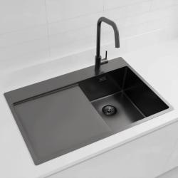 Pure.Sink Exclusivo Gun Metal malý drez s odťapkávacou časťou 78x52 cm Tapwing vpravo PEX3478RT-61