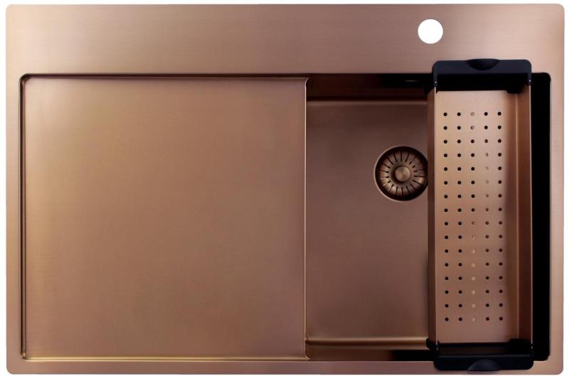 Pure.Sink Exclusivo Medený malý drez s odkvapkávačom 78x52 cm Tapwing vpravo PEX3478RT-62