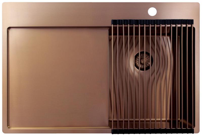 Pure.Sink Exclusivo Medený malý drez s odkvapkávačom 78x52 cm Tapwing vpravo PEX3478RT-62