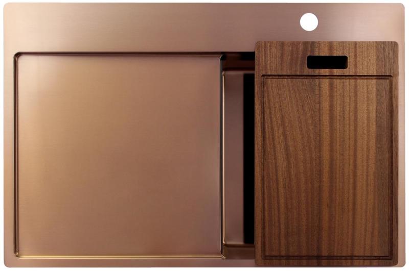 Pure.Sink Exclusivo Medený malý drez s odkvapkávačom 78x52 cm Tapwing vpravo PEX3478RT-62