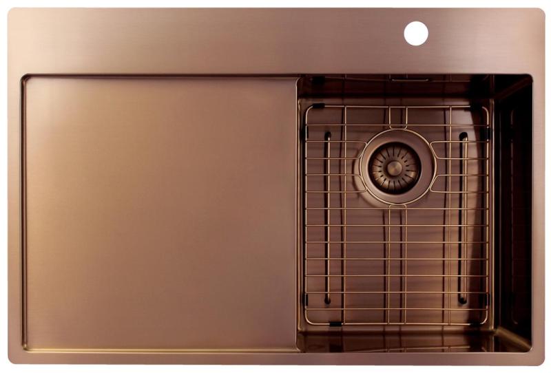 Pure.Sink Exclusivo Medený malý drez s odkvapkávačom 78x52 cm Tapwing vpravo PEX3478RT-62