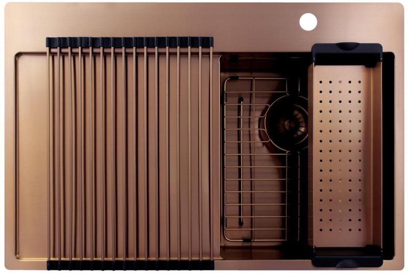 Pure.Sink Exclusivo Medený malý drez s odkvapkávačom 78x52 cm Tapwing vpravo PEX3478RT-62