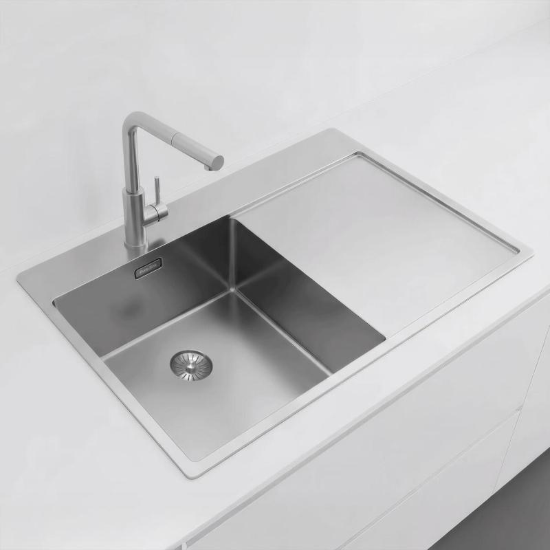 Pure.Sink Exclusivo RVS drez s odčerpadlovou časťou 78x52 cm Tapwing vľavo PEX4078LT-02