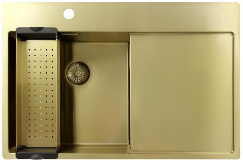 Pure.Sink Exclusivo Zlatý drez s odkvapkávacou časťou 78x52 cm Kohútik vľavo PEX4078LT-60