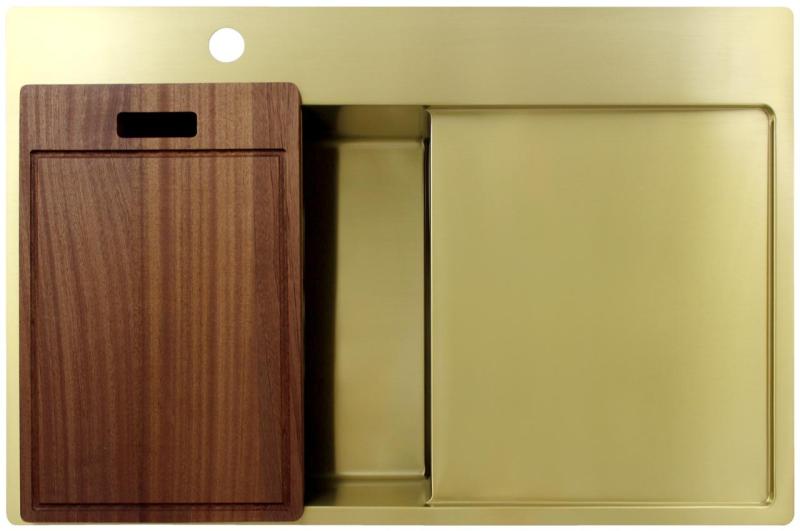 Pure.Sink Exclusivo Zlatý drez s odkvapkávacou časťou 78x52 cm Kohútik vľavo PEX4078LT-60