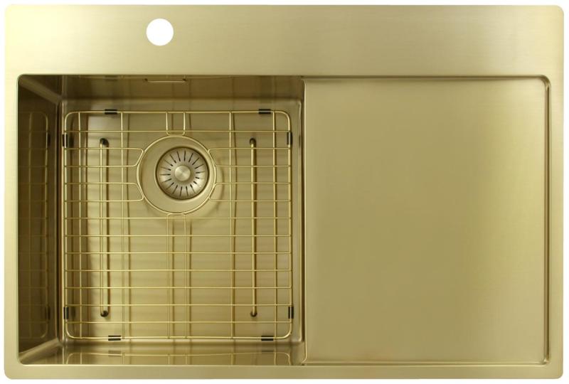 Pure.Sink Exclusivo Zlatý drez s odkvapkávacou časťou 78x52 cm Kohútik vľavo PEX4078LT-60