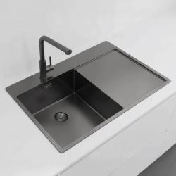 Pure.Sink Exclusivo Gun Metal drez s odkvapkávacou časťou 78x52 cm Tapwing vľavo PEX4078LT-61