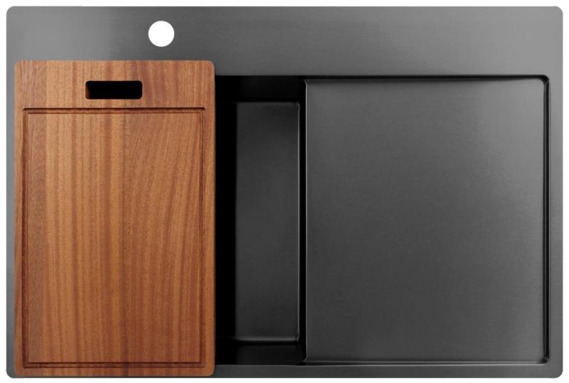 Pure.Sink Exclusivo Gun Metal drez s odkvapkávacou časťou 78x52 cm Tapwing vľavo PEX4078LT-61