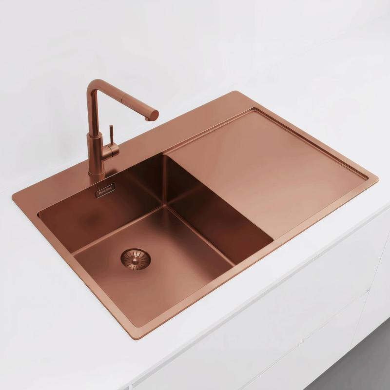 Pure.Sink Exclusivo Medené umývadlo s odkvapkávačom 78x52 cm Tapwing vľavo PEX4078LT-62