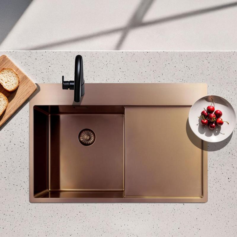 Pure.Sink Exclusivo Medené umývadlo s odkvapkávačom 78x52 cm Tapwing vľavo PEX4078LT-62