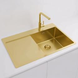 Pure.Sink Exclusivo Zlatý drez s odkvapkávacou časťou 78x52 cm Batéria Tapwing vpravo PEX4078RT-60