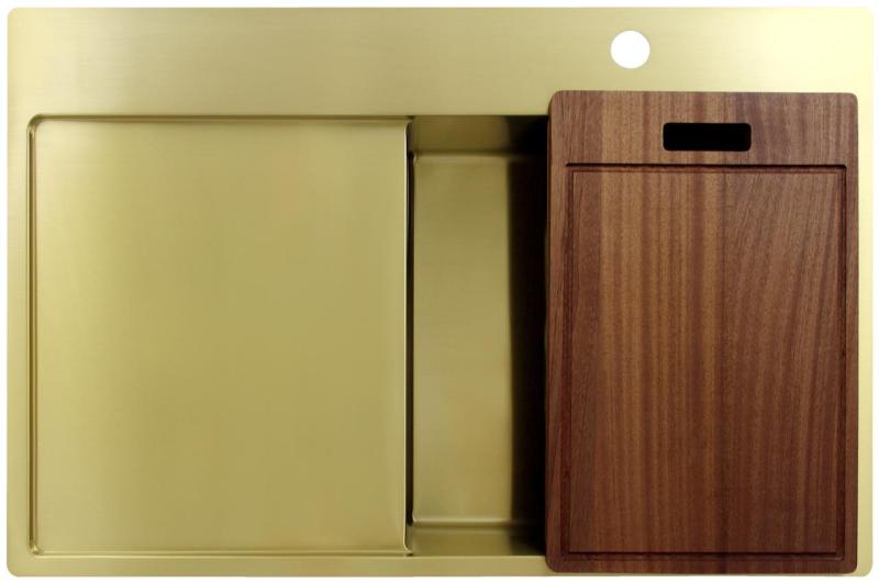 Pure.Sink Exclusivo Zlatý drez s odkvapkávacou časťou 78x52 cm Batéria Tapwing vpravo PEX4078RT-60